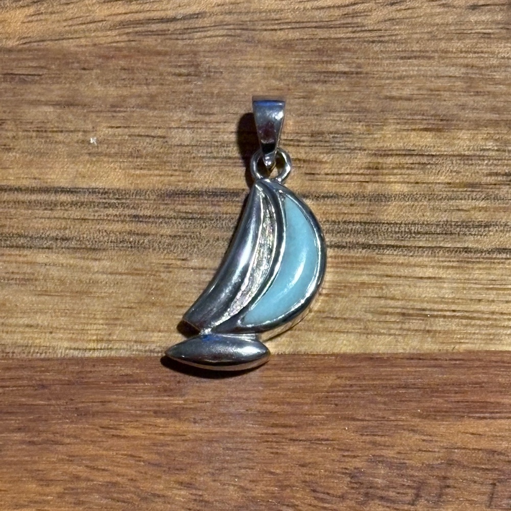 Sterling Silver Larimar Sailboat Pendant